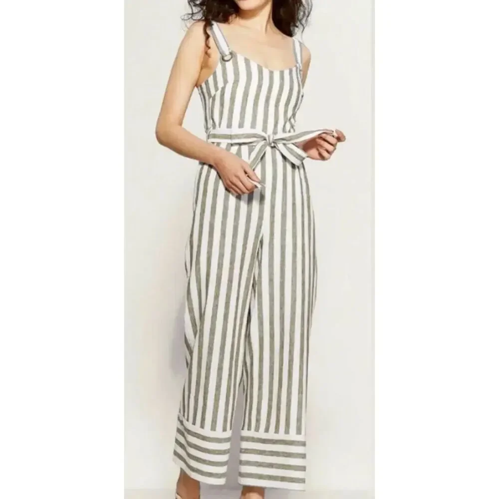 Romeo & Juliet Couture Striped Linen Jumpsuit M